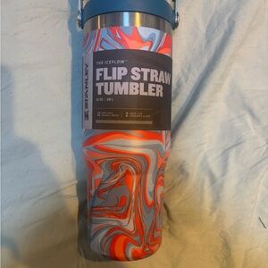 Stanley Flip Straw Tumbler - Orange and Blue Swirl